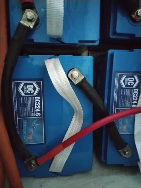 AGM house battery bank and cabling on a charter vessel