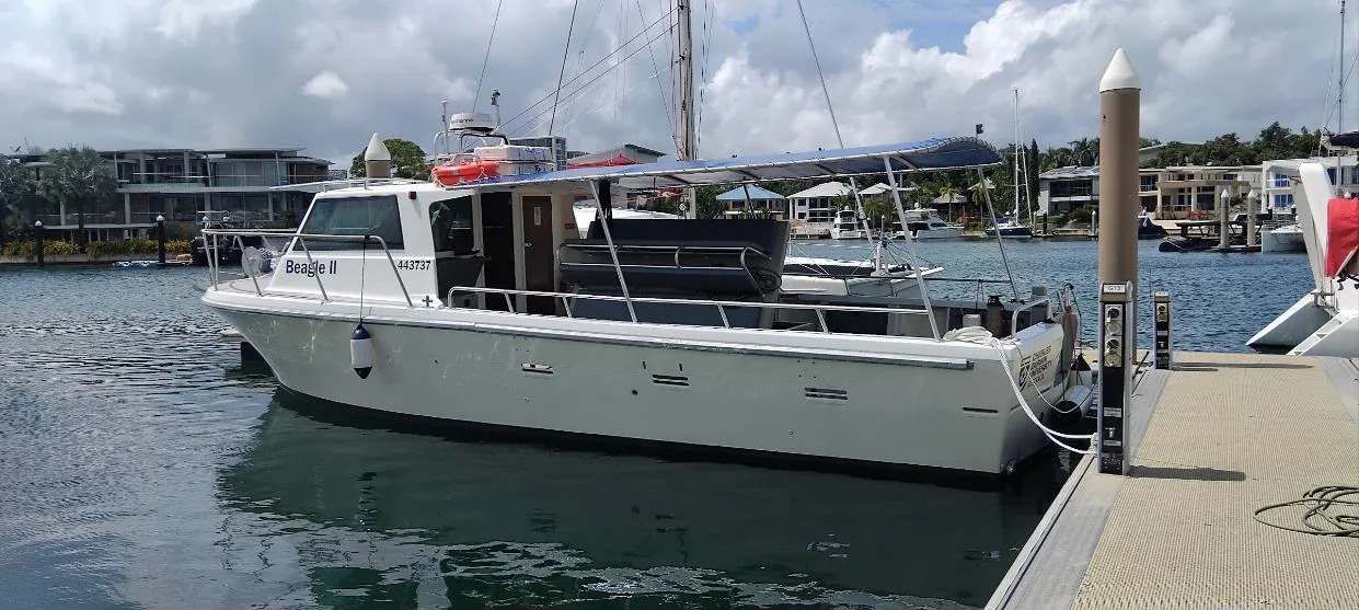 CDU survey training vessel Beagle II berthed at a Darwin marina after electrical refit