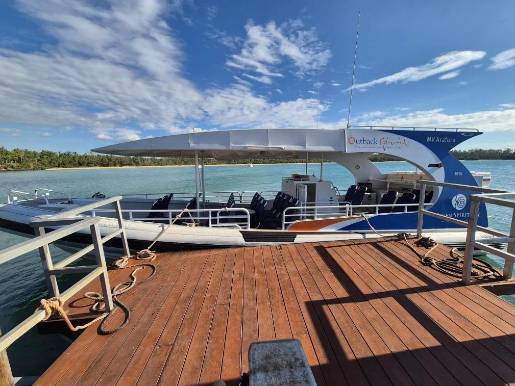 Outback Spirit expedition vessel MV Arafura alongside a jetty in the Top End