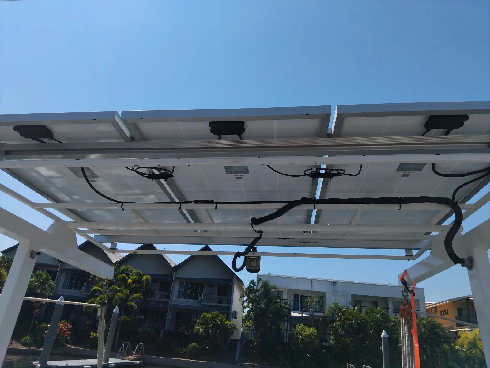 Neat cable runs and connections under the new solar array