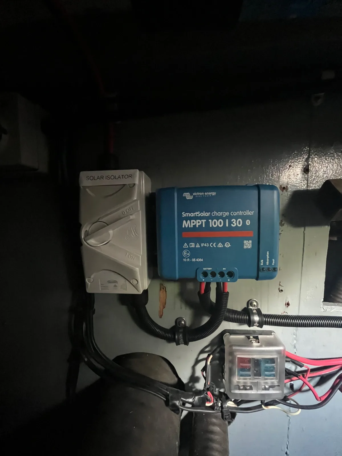Victron SmartSolar MPPT 100/30 solar charge controller installed on a vessel in Darwin